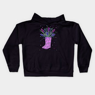 Plant lover, floral autumn garden, boots art, pink art Kids Hoodie